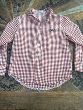 Fieldstone YXS Boys' Rust Gingham Button-Down Shirt